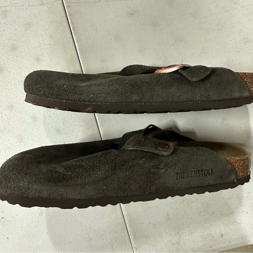New Birkenstock Boston Suede Mocha Mule Clog Shoes 41 - Picture 3 of 6